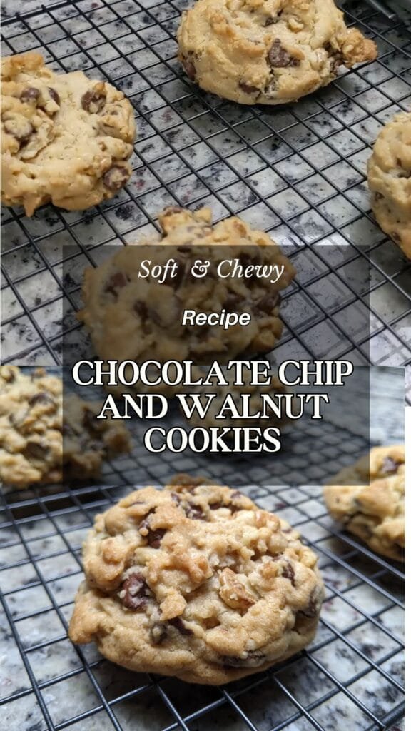Chocolate chip and Walnut Cookies Vertical image for pinterest