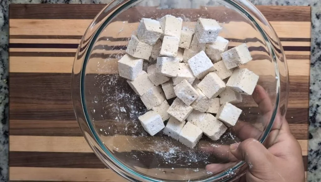 Coat Tofu with Corn Starch