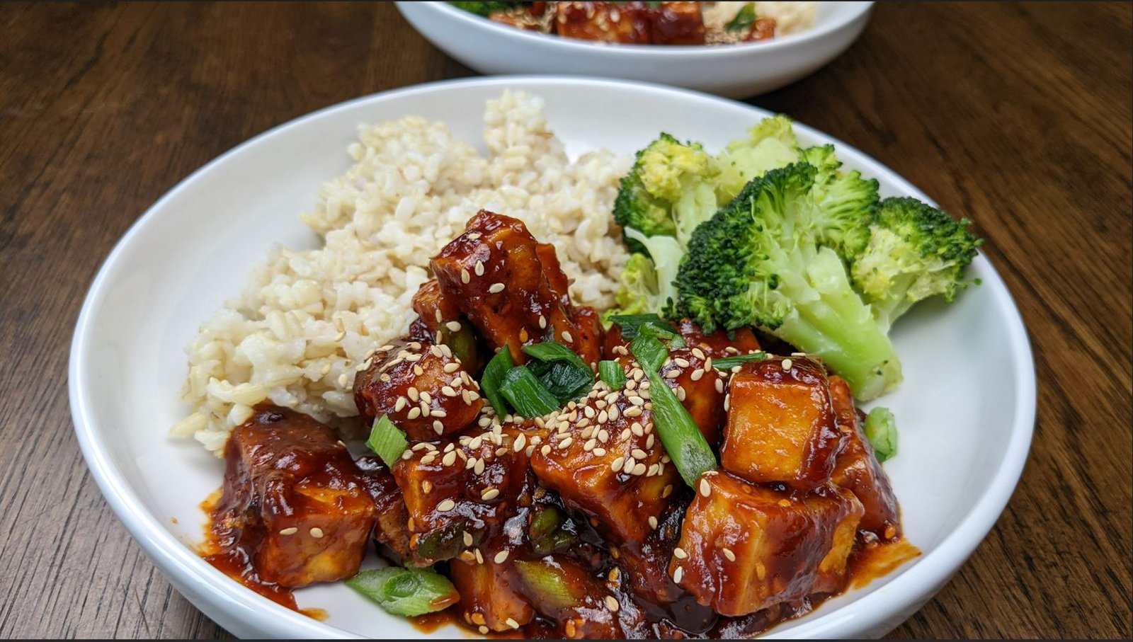 Gochujang Tofu with Rice and Broccoli