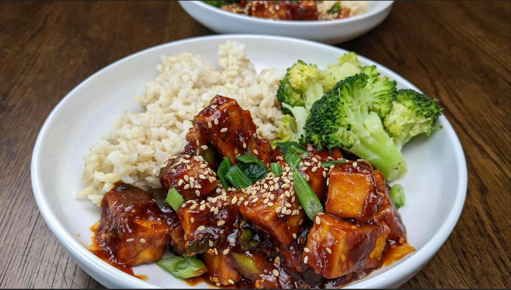 Gochujang Tofu with Rice and Broccoli