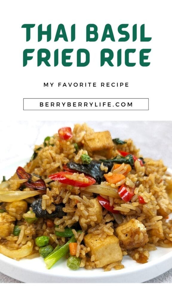 Thai Basil Fried Rice vertical poster for Pinterest