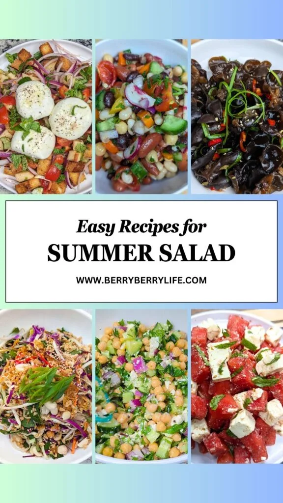 Vertical collage of Summer Salads poster 2