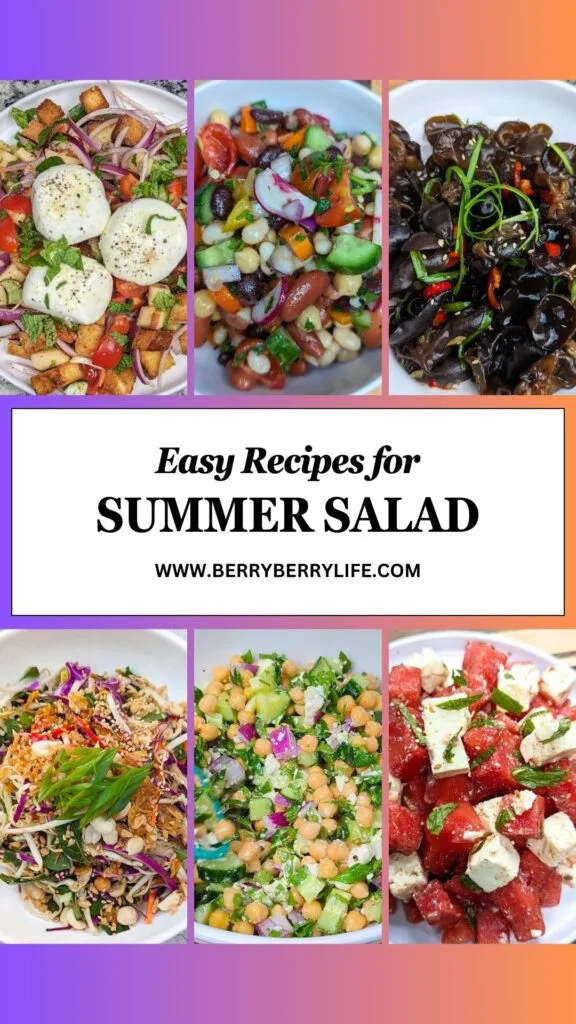 vertical collage of Summer salads recipe poster