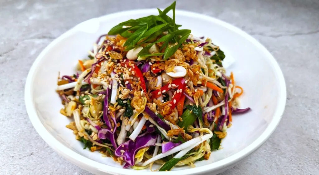 serving Salad on a While bowl