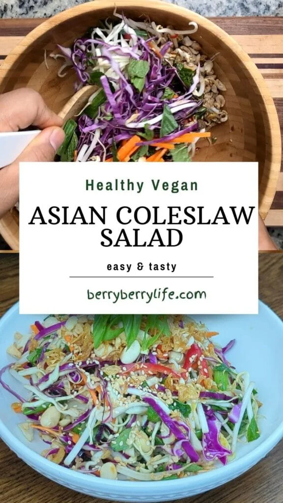Asian Coleslaw salad vertical poster for pinterest