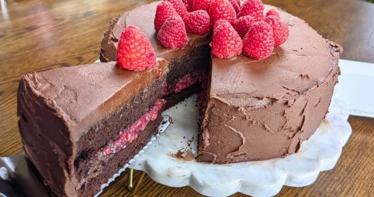 Eggless Chocolate Cake with Raspberry Filling