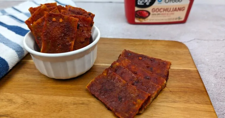 Gochujang Tofu Jerky (Vegan)