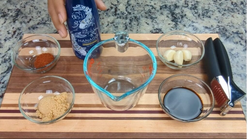 all ingredients to prepare sauce for Japchae Noodles