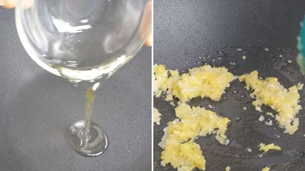 Adding oil, Garlic and Ginger in a hot Wok