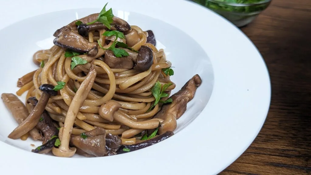 Wafu Pasta served in a white plate