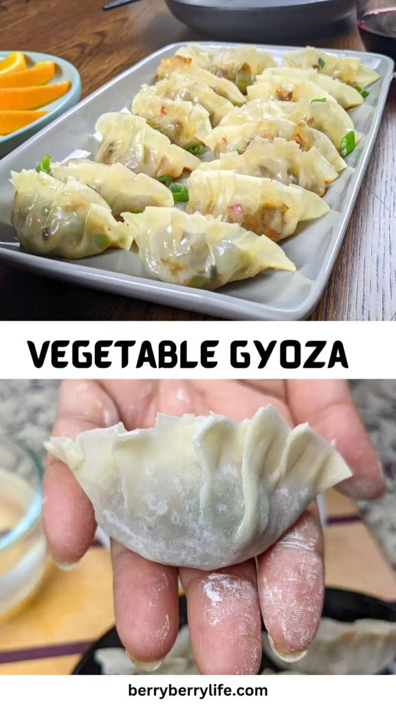 Vegetable Gyoza vertical poster for Pinterest