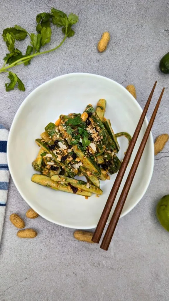 Peanut & Chili Oil Cucumber Salad vertical picture