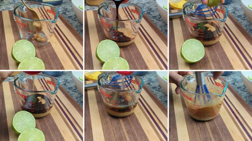 Ingredients in a jar or Peanut & Chili Oil Cucumber Salad