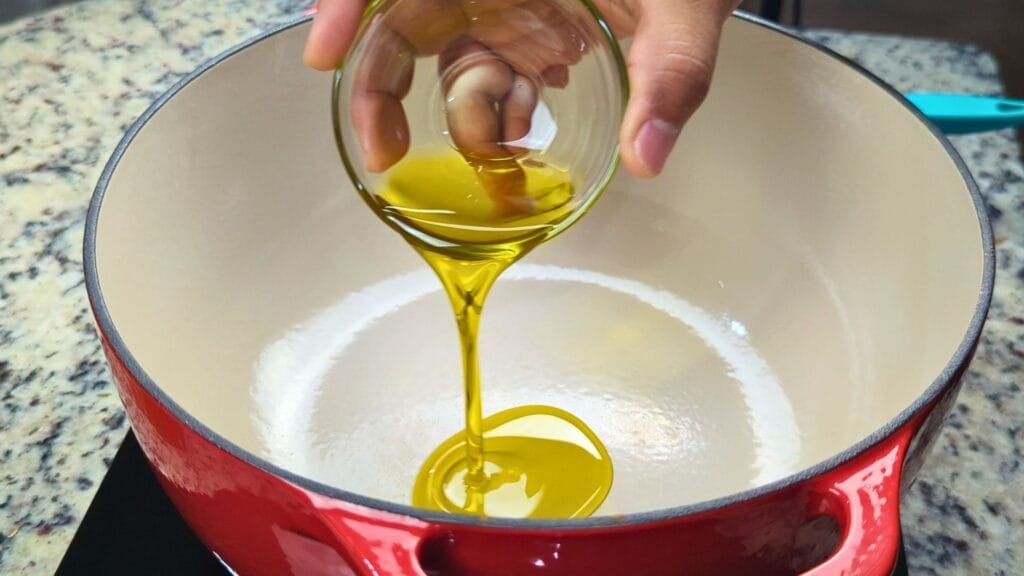 Adding Oil to hot pot