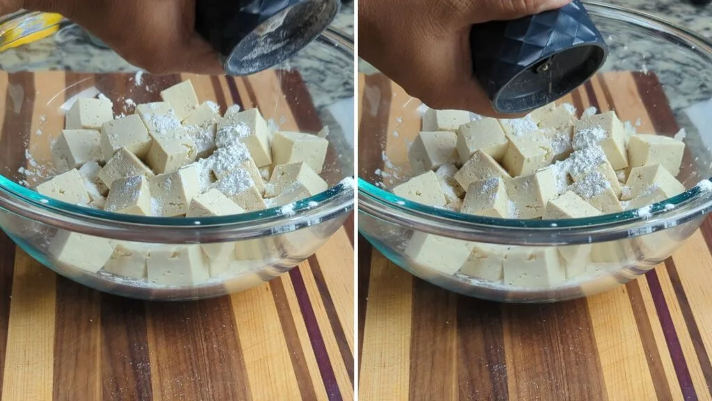 add Salt and Black Pepper to the Tofu