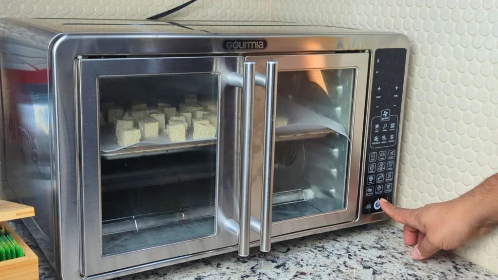 air frying the tofu