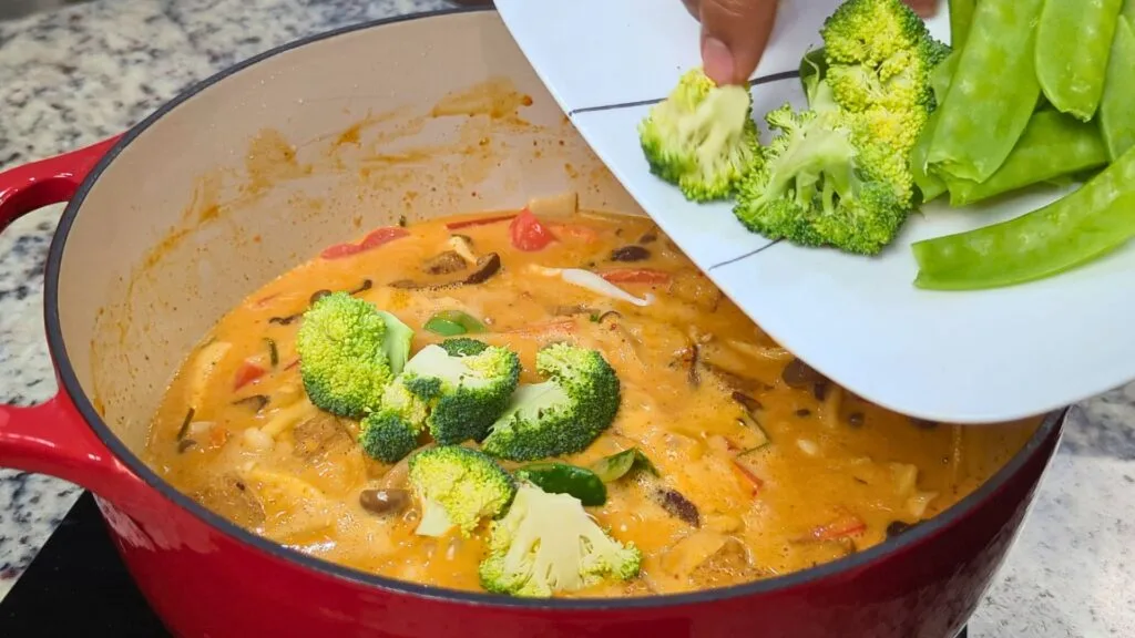 add Broccoli to the Red Curry Paste to make Vegan Panang Curry