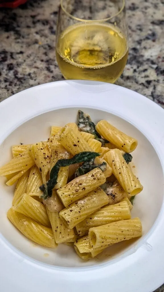 Brown Butter and Sage Pasta with Rigatoni vertical image