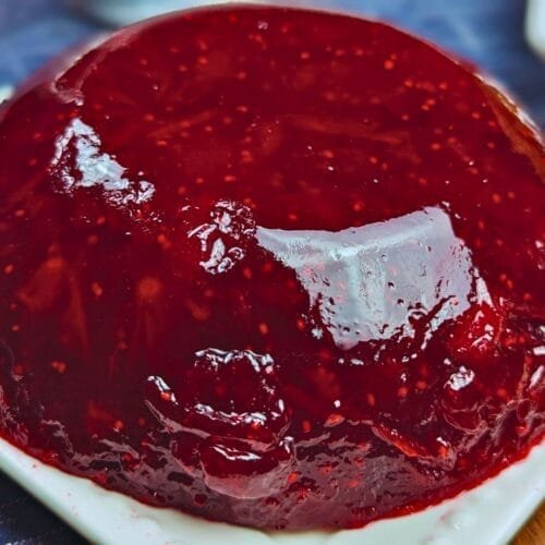 Homemade Cranberry Sauce served in a White plate