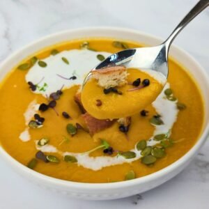 Roasted Butternut Squash Served in a White Bowl