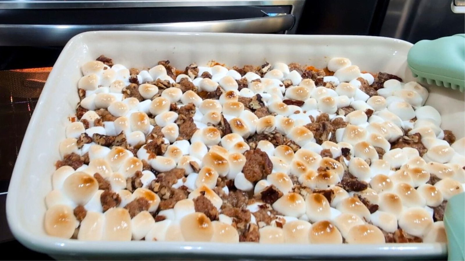 Sweet Potato Casserole With Marshmallows and Pecan Streusel is ready