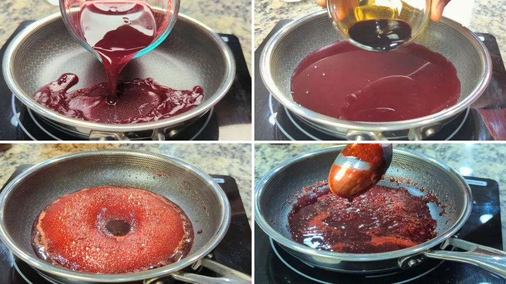 Making Cranberry glaze for Roosted Butternut Squash and Brussels sprout salad