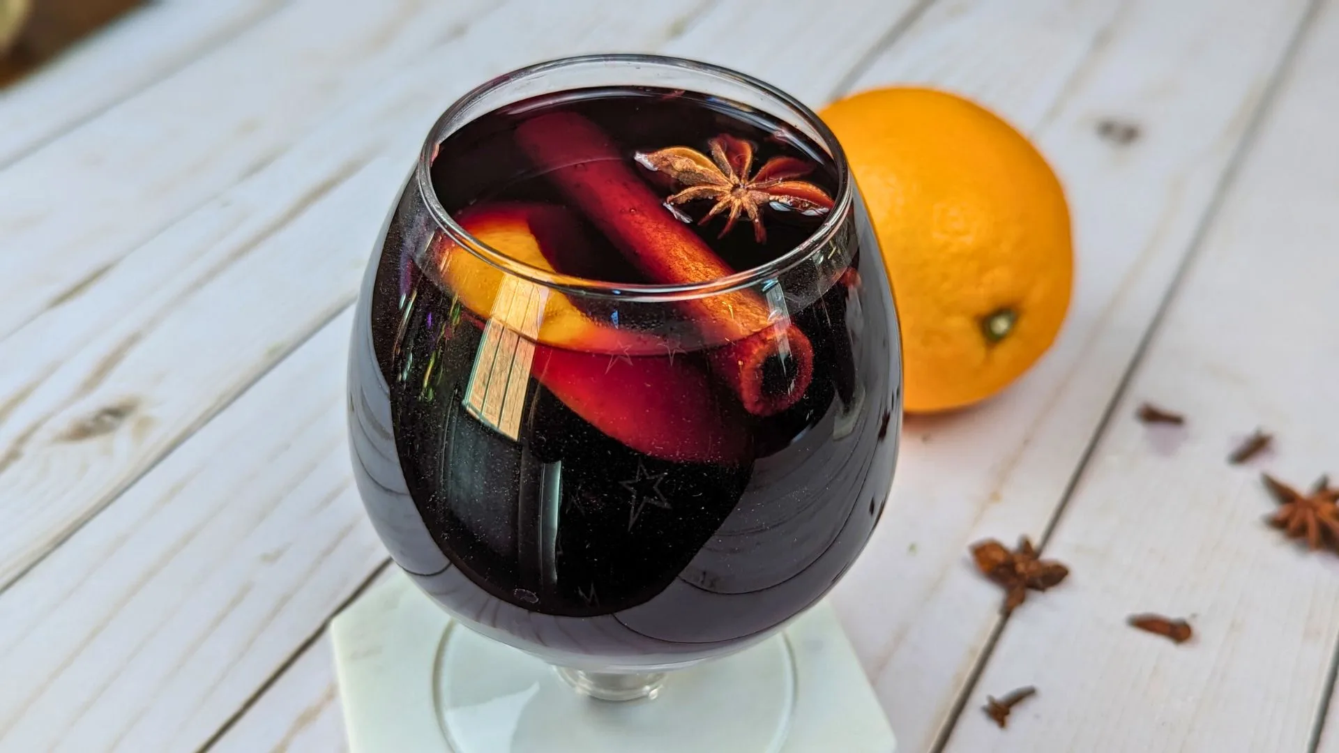 Gluhwein served in a glass