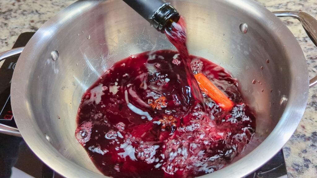 add wine to the wok