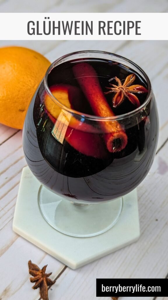 Gluhwein served in a glass vertical image for Pinterest