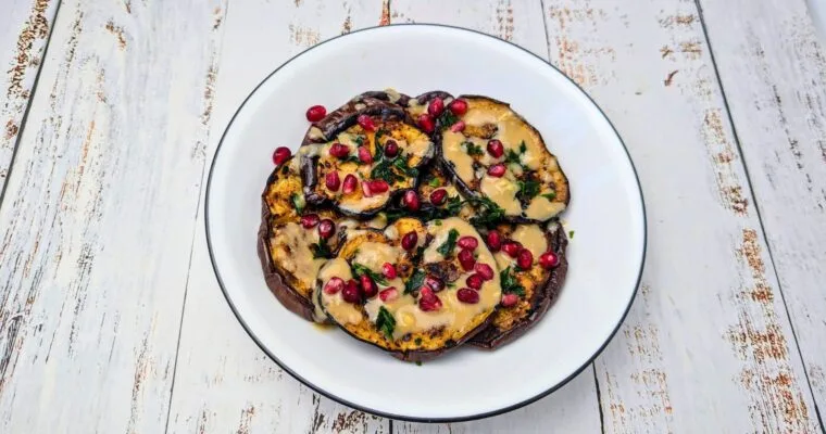 Spicy Eggplant with Miso Tahini Sauce