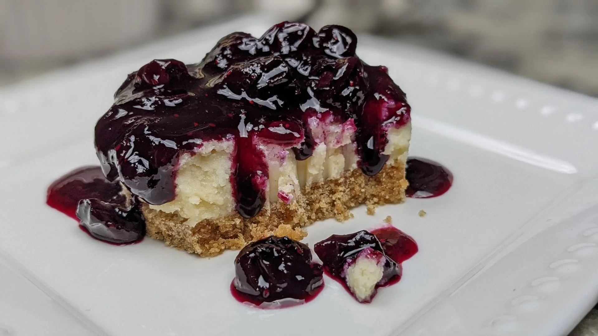 Eggless Microwave Cheesecake with Blueberry Compote