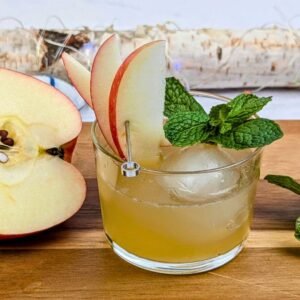 Apple Whiskey Smash served in a glass