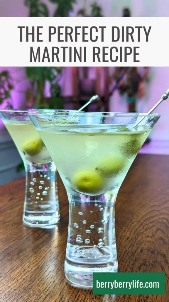 The Perfect Dirty Martini vertical image for Pinterest