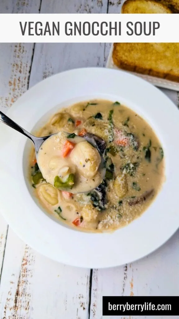 Vegan Gnocchi Soup vertical image for Pinterest