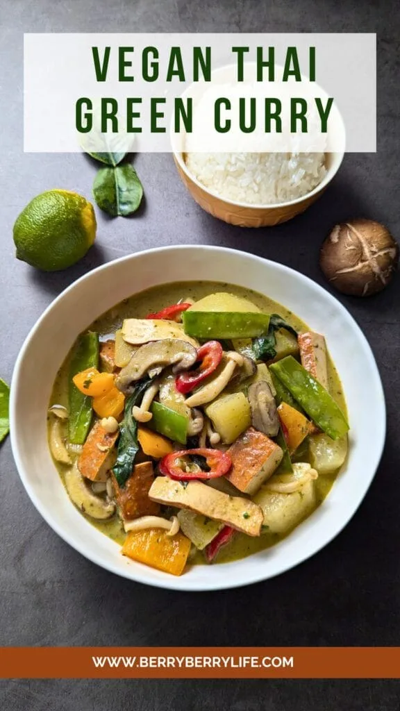 Vegan Thai Green Curry vertical poster for Pinterest