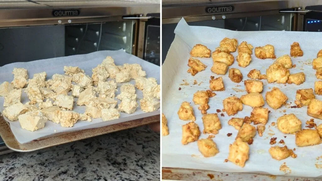 air fry tofu for until it gets crispy 