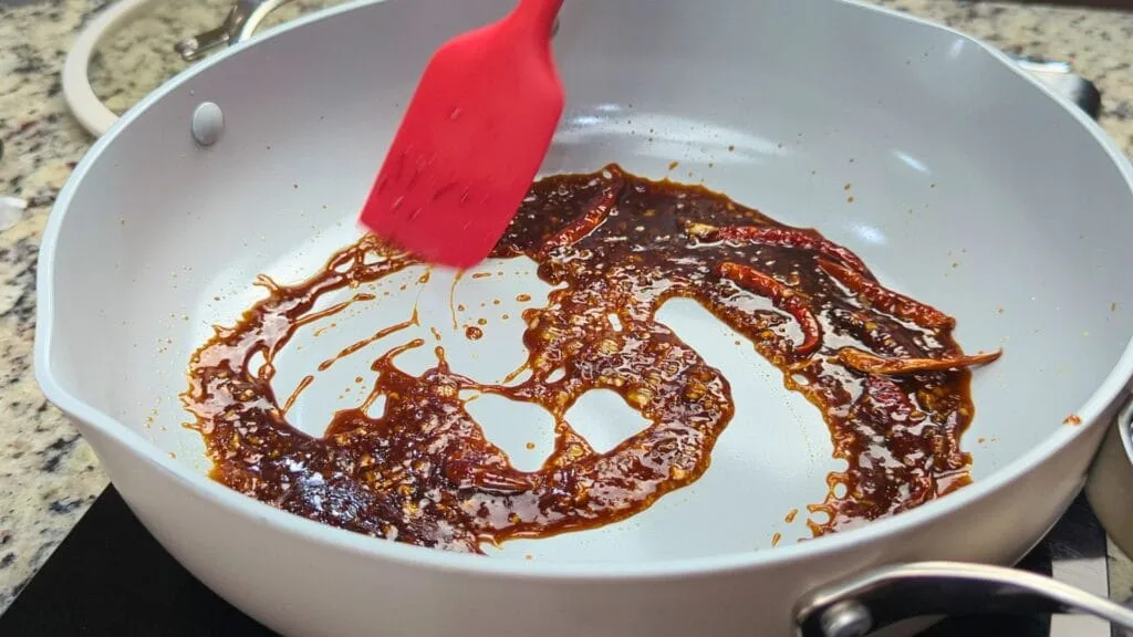mixing the sauce