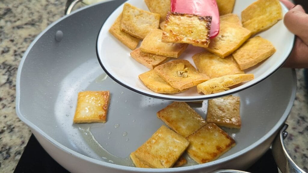 Transfer the Tofu in a plate
