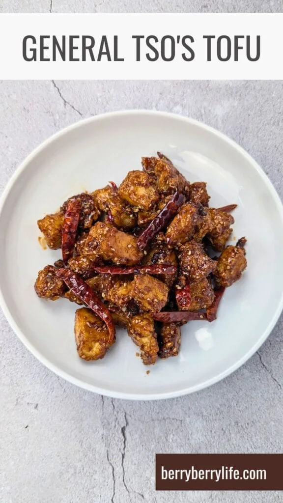 General Tso's Tofu vertical image for Pinterest
