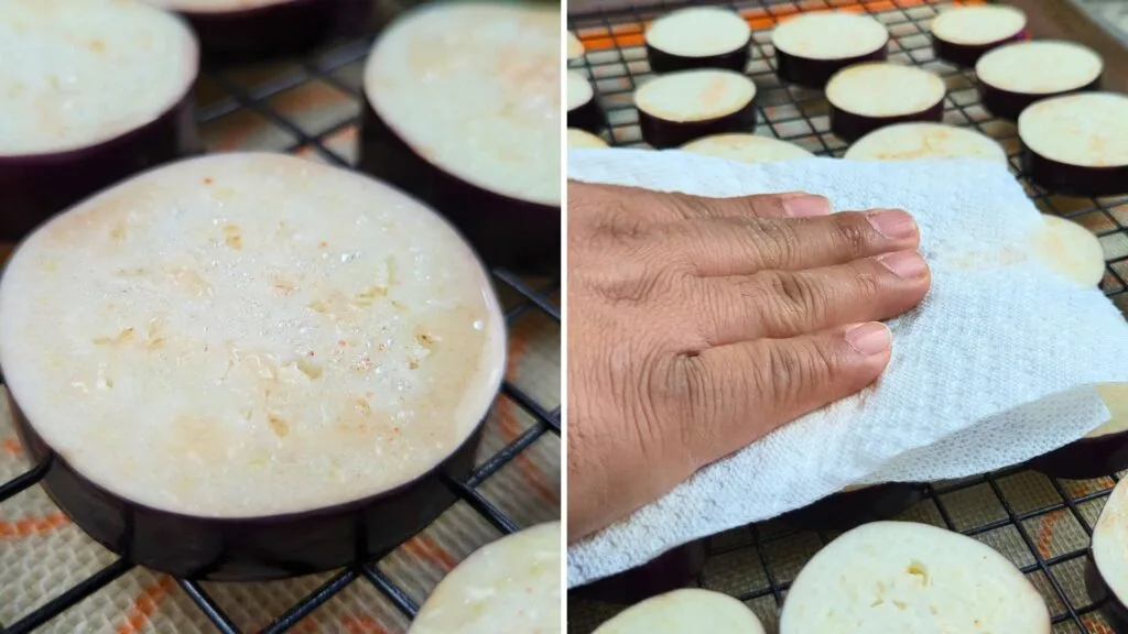pat dry eggplants