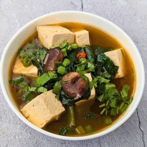 Spicy Gai Lan and Tofu Soup