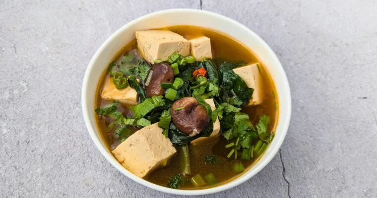 Spicy Gai Lan and Tofu Soup