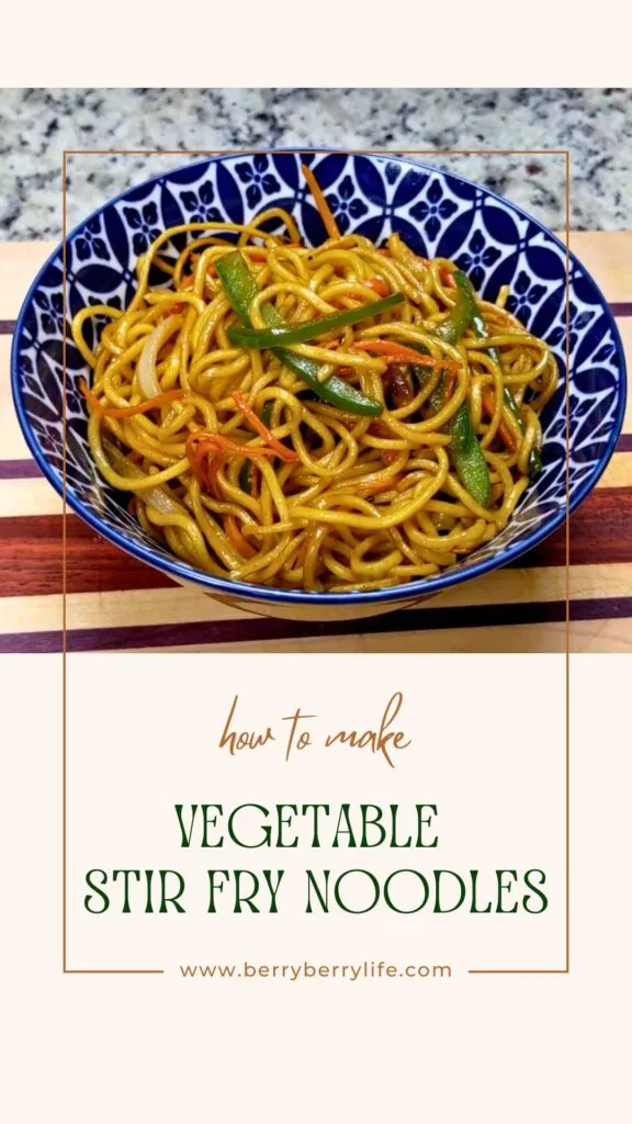 Vegetable Stir Fry Noodles vertical image for Pinterest