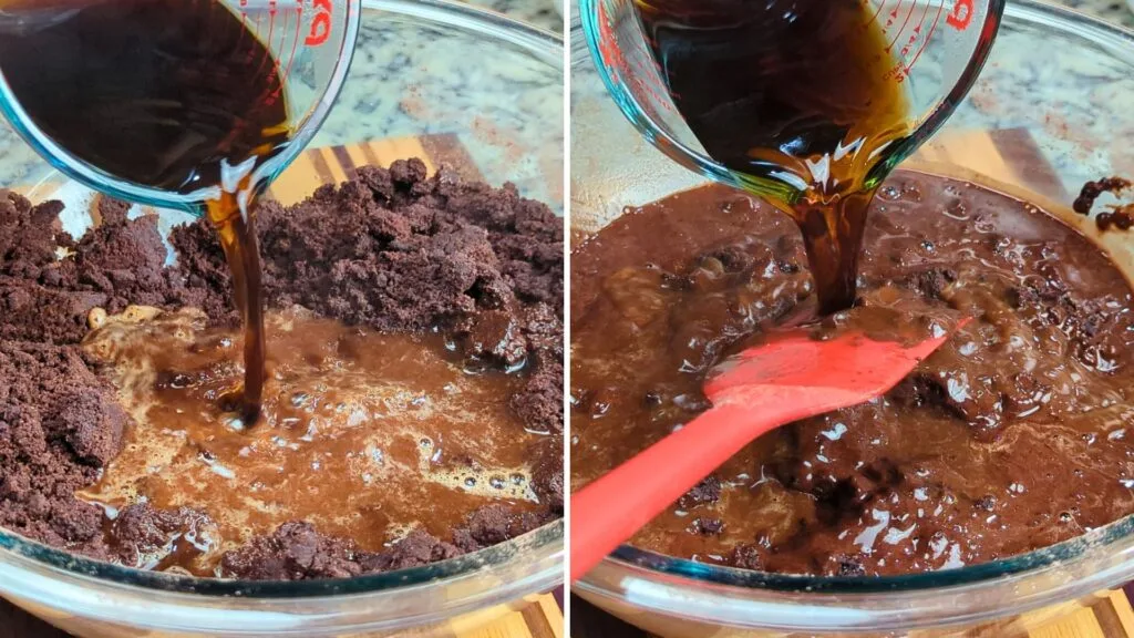 Adding hot Coffee and mixing it well