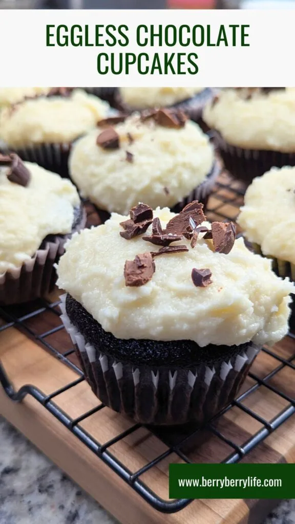 Eggless Chocolate Cupcakes vertical image for Pinterest