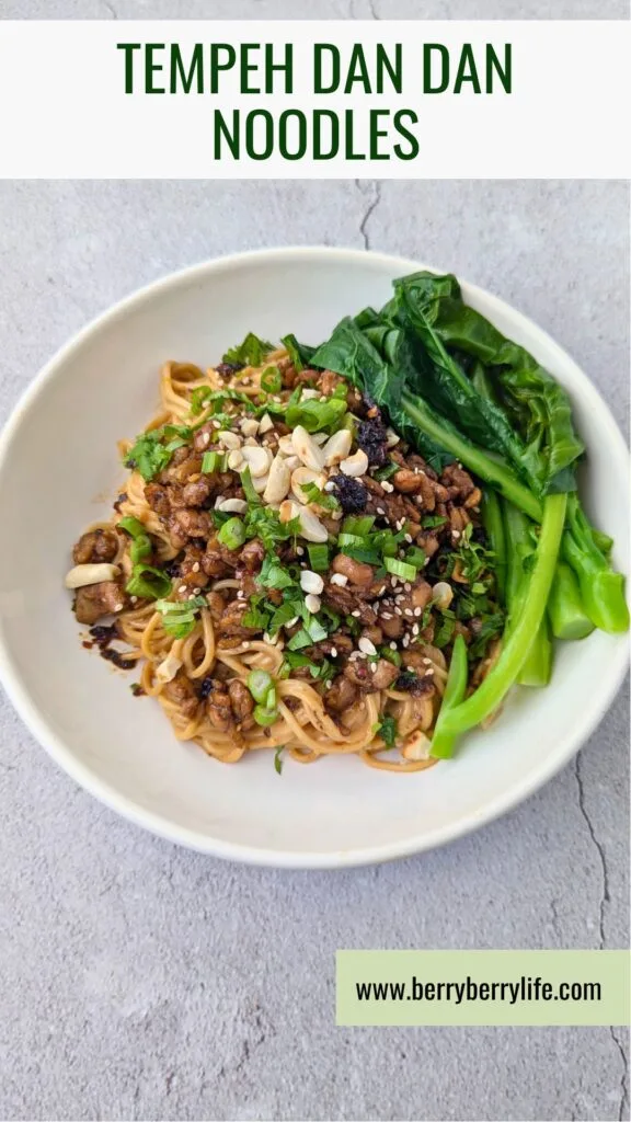 Tempeh Dan Dan Noodles vertical image for Pinterest
