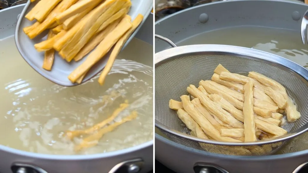 Cooking Yuba in a water for few mins