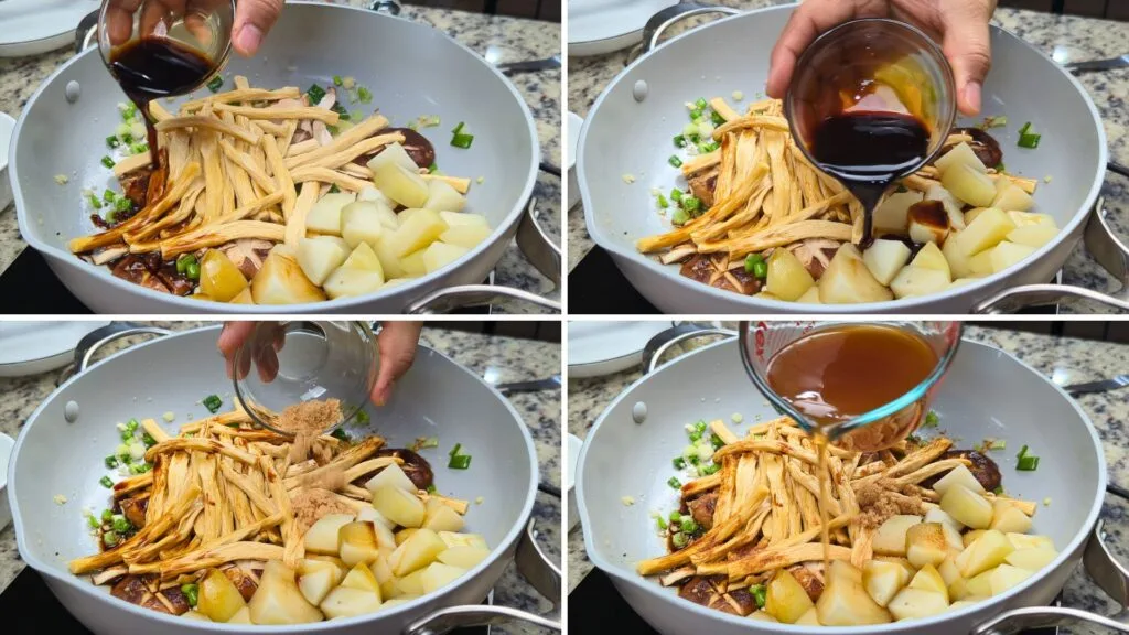 Adding Sauces to the wok