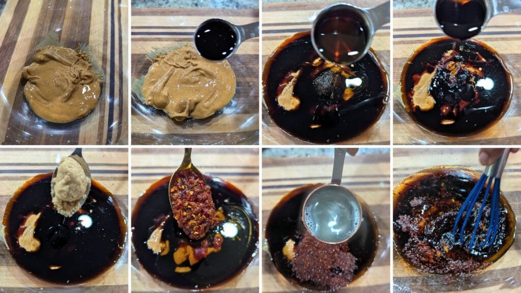 Mix ingredients in a bowl to make the sauce