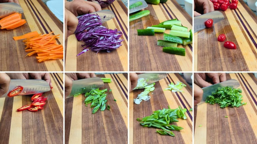 cutting all our favorite vegetables for Salad